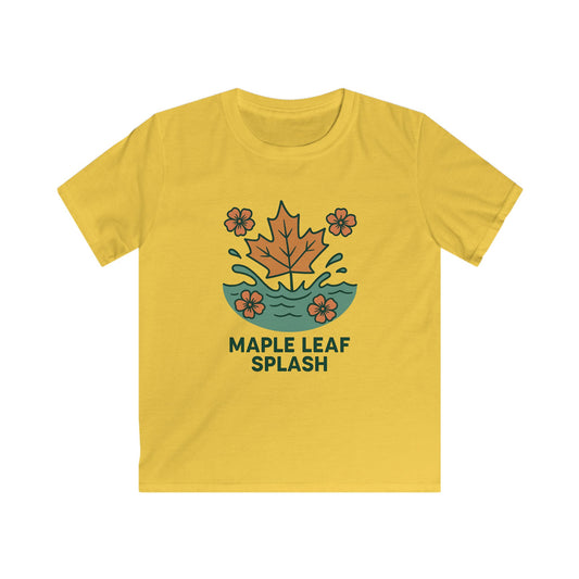 Maple Leaf Splash Kids Tee, Nature T-Shirt for Children, Fall Outfit, Cute Gifts for Kids, Eco-Friendly Apparel
