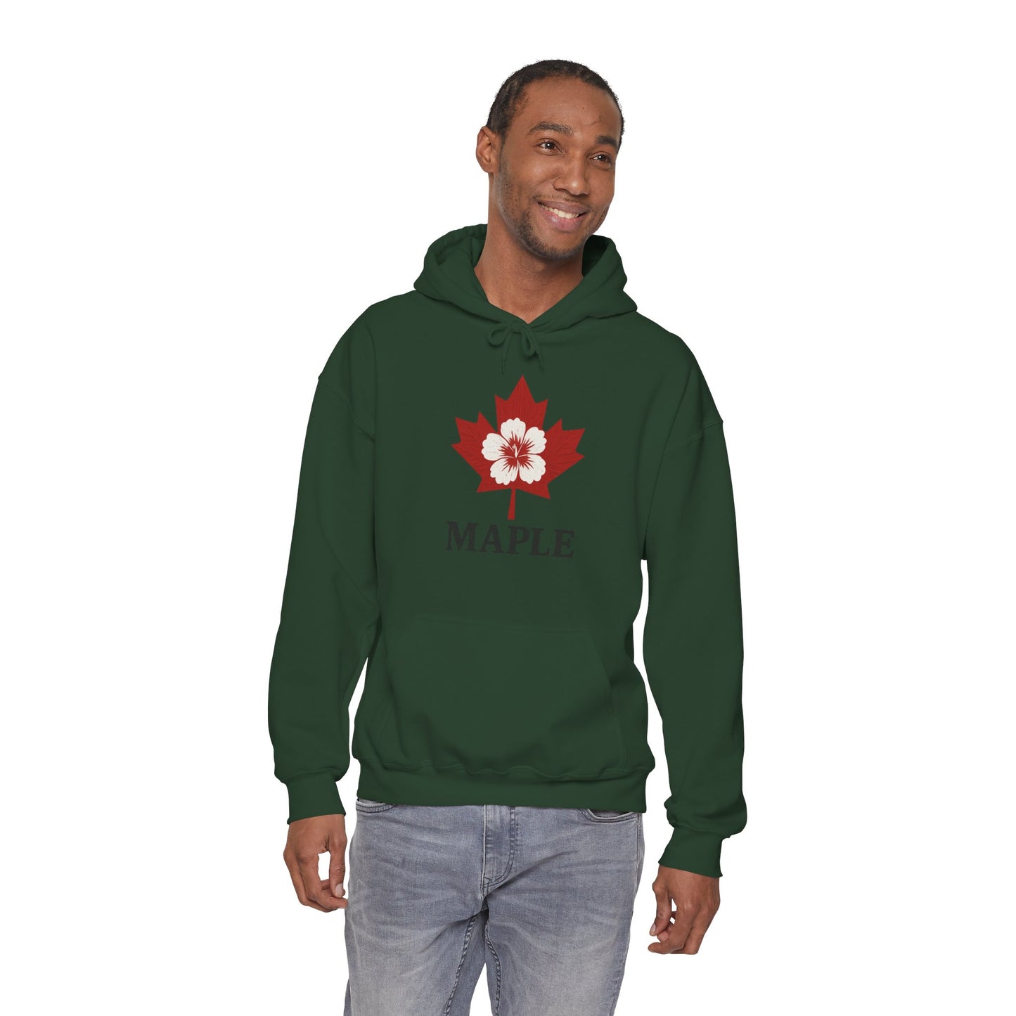Maple Leaf Floral Hoodie — Canadian Maple Graphic Sweatshirt