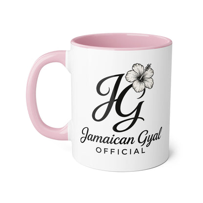 Jamaican Gyal Accent Mug, 11oz Coffee Cup, Floral Design, Gift for Her, Caribbean Culture, Tea Mug, Unique Drinkware