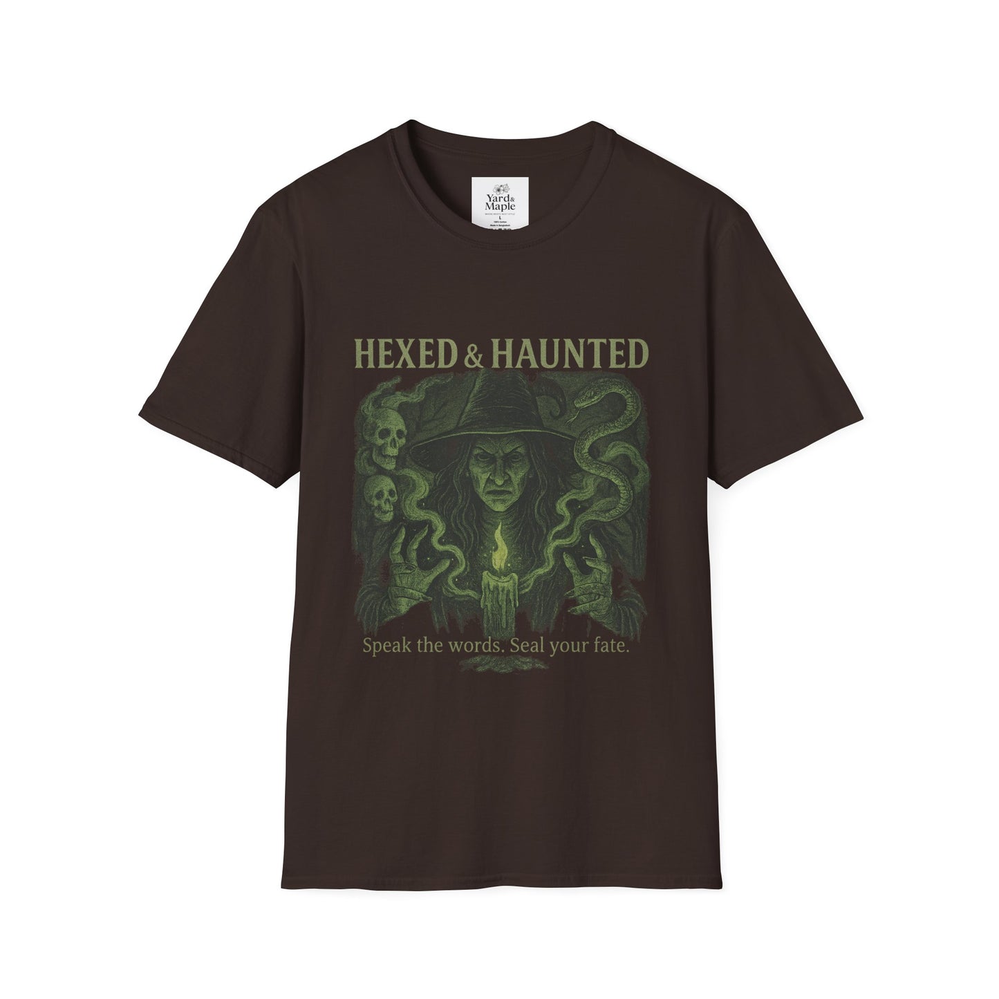 Hexed & Haunted Unisex Softstyle T-Shirt | Witchy Graphic Tee, Halloween Shirt, Spooky Apparel, Unique Gift, Casual Wear