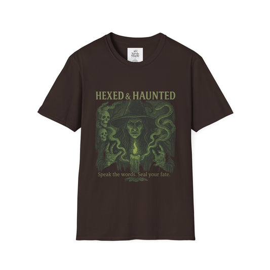 Hexed & Haunted Unisex Softstyle T-Shirt | Witchy Graphic Tee, Halloween Shirt, Spooky Apparel, Unique Gift, Casual Wear
