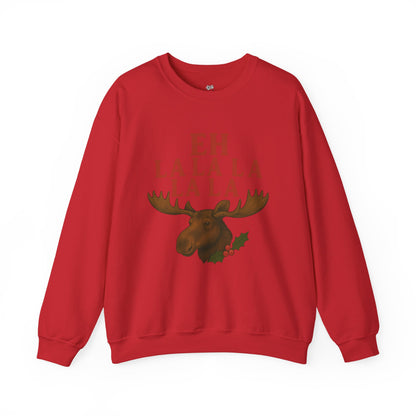 Festive Moose Sweatshirt with 'Eh La La La La La' Design, Cozy Holiday Apparel, Perfect for Christmas, Winter Parties, Gift Idea