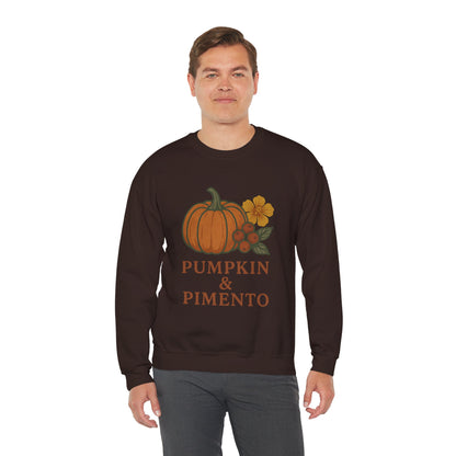 Pumpkin & Pimento Crewneck Sweatshirt, Cozy Fall Sweatshirt, Unisex Autumn Apparel, Thanksgiving Gift, Seasonal Fashion