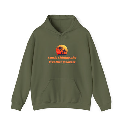 Sunshine Vibes Hoodie: Unisex Heavy Blend Sweatshirt with Tropical Design, Perfect for Summer, Beach Days, Casual Wear, Gifts