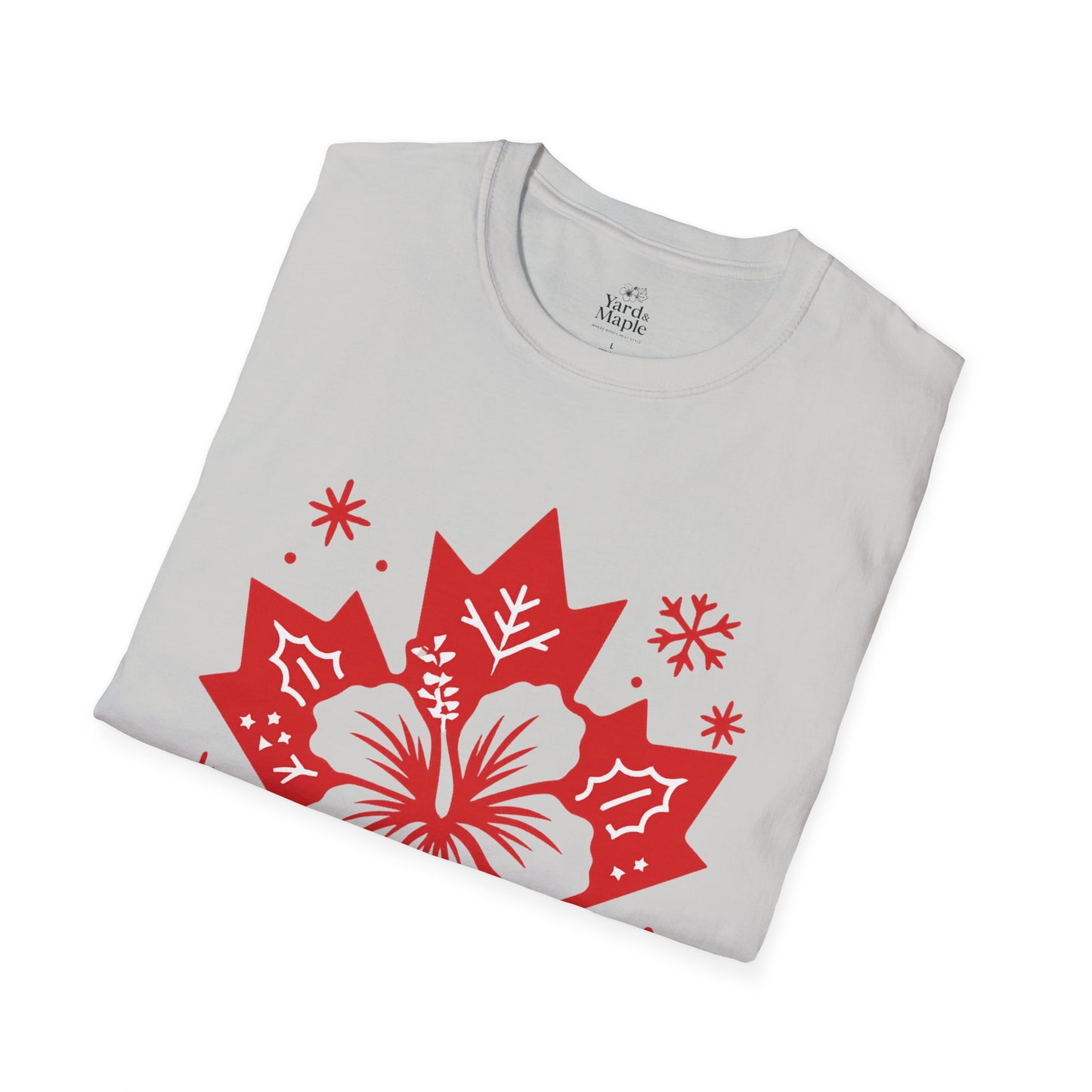 Maple Hibiscus T-Shirt — Canadian Floral Holiday Tee