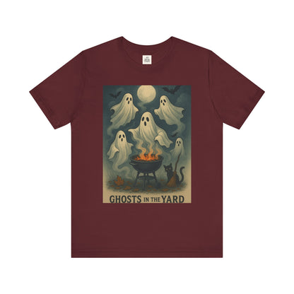 Ghosts in the Yard Tee - Spooky Unisex Short Sleeve Shirt, Halloween Shirt, Ghost Design, Casual Halloween Wear, Gift for Ghost Lovers