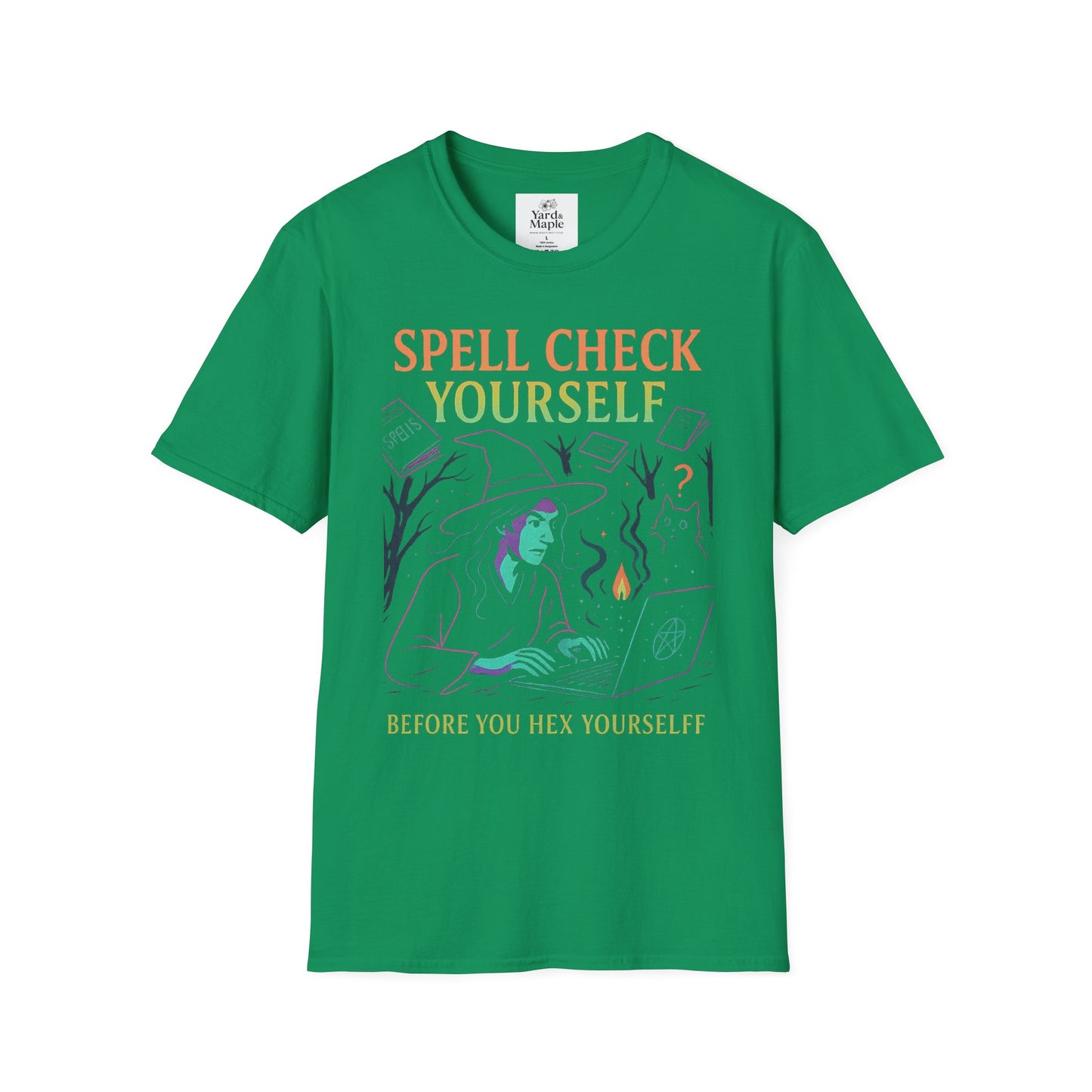 Spell Check Yourself Graphic Tee, Unisex Witch T-Shirt, Halloween Humor Top, Casual Witchy Apparel, Perfect for Spell Lovers