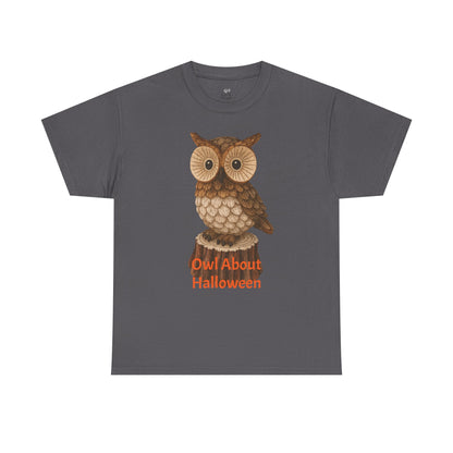 Halloween Owl Tee, Perfect for Fall Celebrations, Unisex Cotton Shirt, Cute Gift for Owl Lovers, Halloween Party Apparel, Fun Autumn Wear