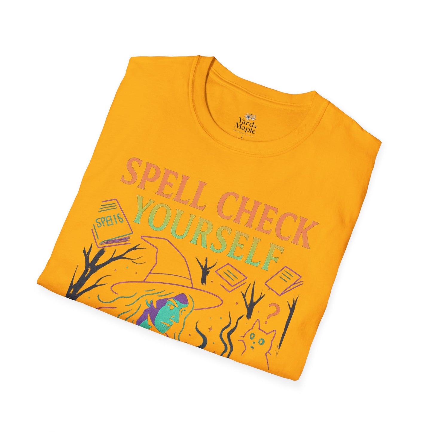 Spell Check Yourself Witchy T-Shirt, Fun Graphic Tee for Witch Lovers, Halloween Shirt, Cozy Casual Wear, Unisex Softstyle Tee