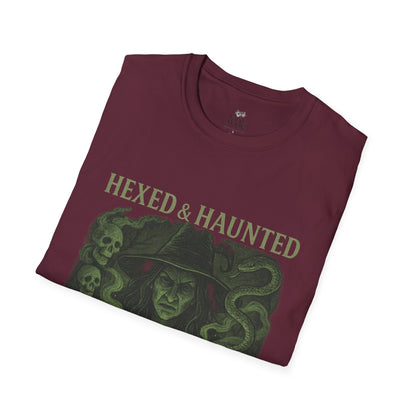 Hexed & Haunted Unisex Softstyle T-Shirt | Witchy Graphic Tee, Halloween Shirt, Spooky Apparel, Unique Gift, Casual Wear