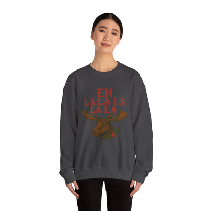 Festive Moose Sweatshirt with 'Eh La La La La La' Design, Cozy Holiday Apparel, Perfect for Christmas, Winter Parties, Gift Idea
