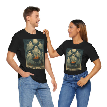 Ghosts in the Yard Tee - Spooky Unisex Short Sleeve Shirt, Halloween Shirt, Ghost Design, Casual Halloween Wear, Gift for Ghost Lovers