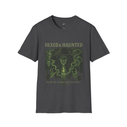 Hexed & Haunted Unisex Softstyle T-Shirt | Witchy Graphic Tee, Halloween Shirt, Spooky Apparel, Unique Gift, Casual Wear