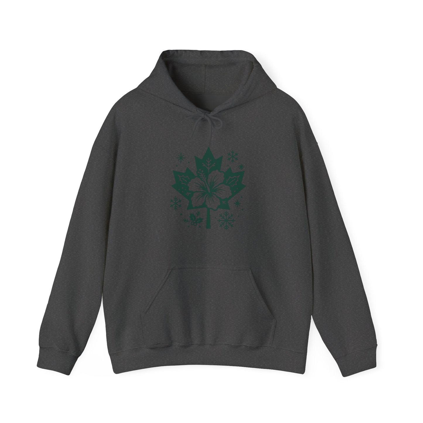 Maple Leaf Poinsettia Hoodie — Winter Floral Holiday Sweatshirt
