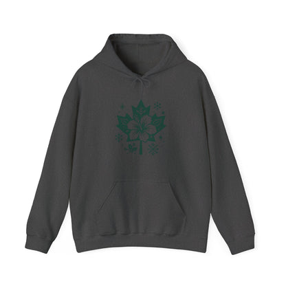 Maple Leaf Poinsettia Hoodie — Winter Floral Holiday Sweatshirt